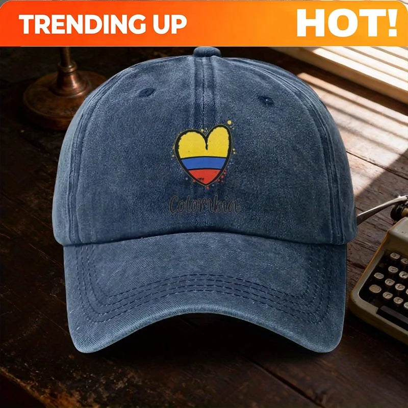 A "Colombia" Washed Baseball Cap, an Adjustable Sun-Protective Duckbill Hat Suitable for All Seasons, a Must-Have Fashion