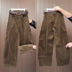 PENDRA Curved Cut Woolen Wide Leg Pants