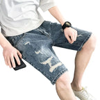 PENDRA Denim Washed Distressed Pants