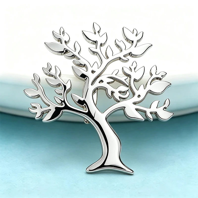 PENDRA Arboris Stainless Steel Tree of Life Brooch