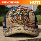 250 Year American Anniversary Baseball Cap, Vintage US Flag & Constitution Design, Independence Anniversary Adjustable Hat