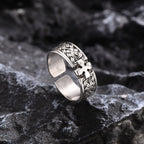 Punk Cross Metal Ring for Men Boys, 6.8mm Width European and American Style Opening Ring,Anniversary Engagement Jewelry Gift
