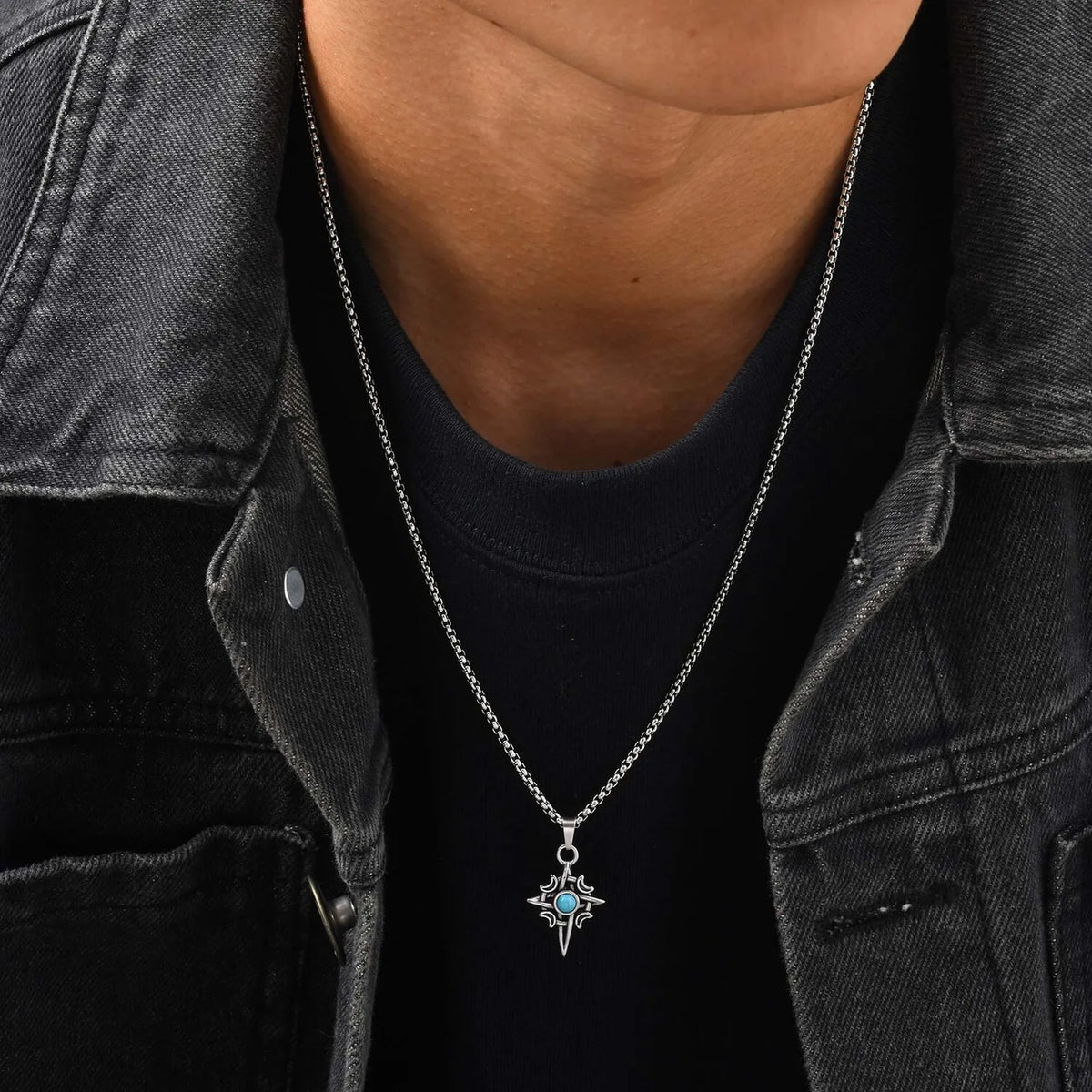 Vintage Viking Celtic Knot Necklace for Men,Stailess Steel Natural Stone Necklace,Punk Healing Jewelry Gift
