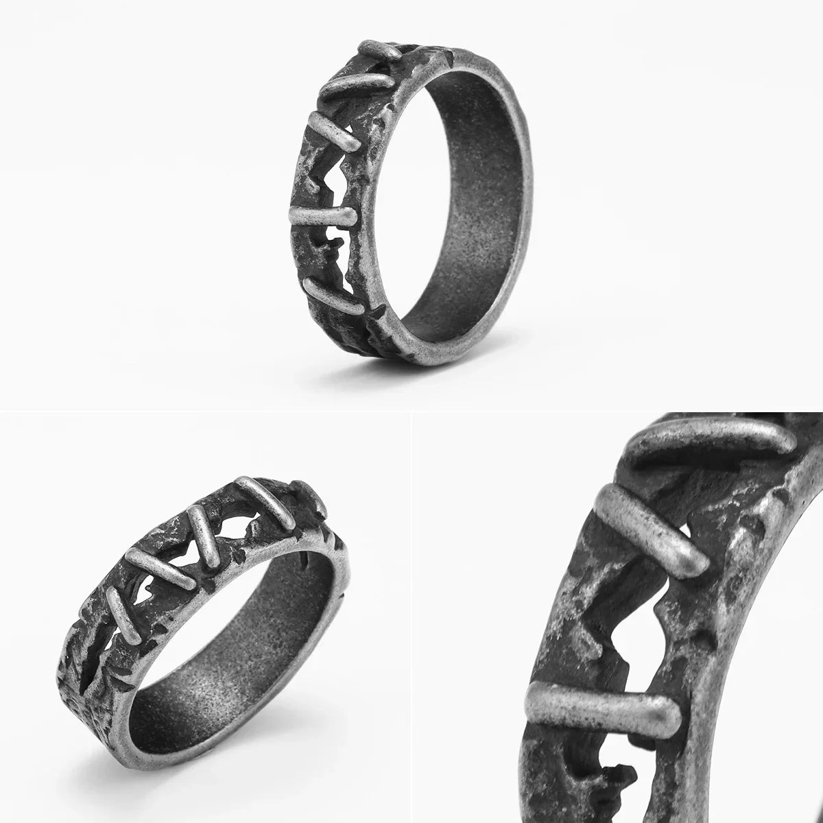 PENDRA Suture Rock Stranger Steel Ring