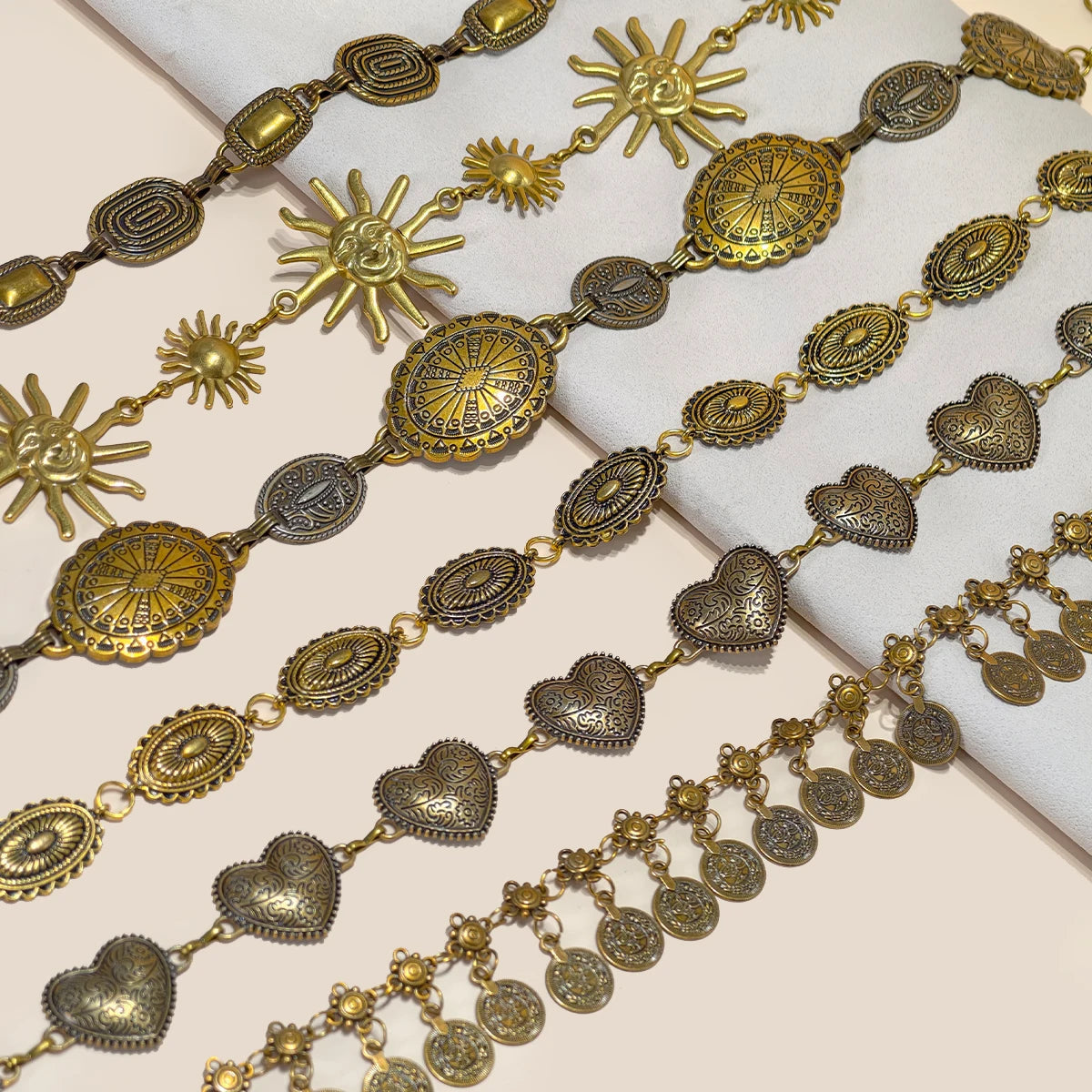 Retro style women's metal waist chain Punk accessories Decorative circle carved chain belt high-Quality Dress Jeans Waistband