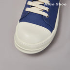 PENDRA Blue Shadow Blue Canvas Low-Top Lace-Up Platform Sneakers