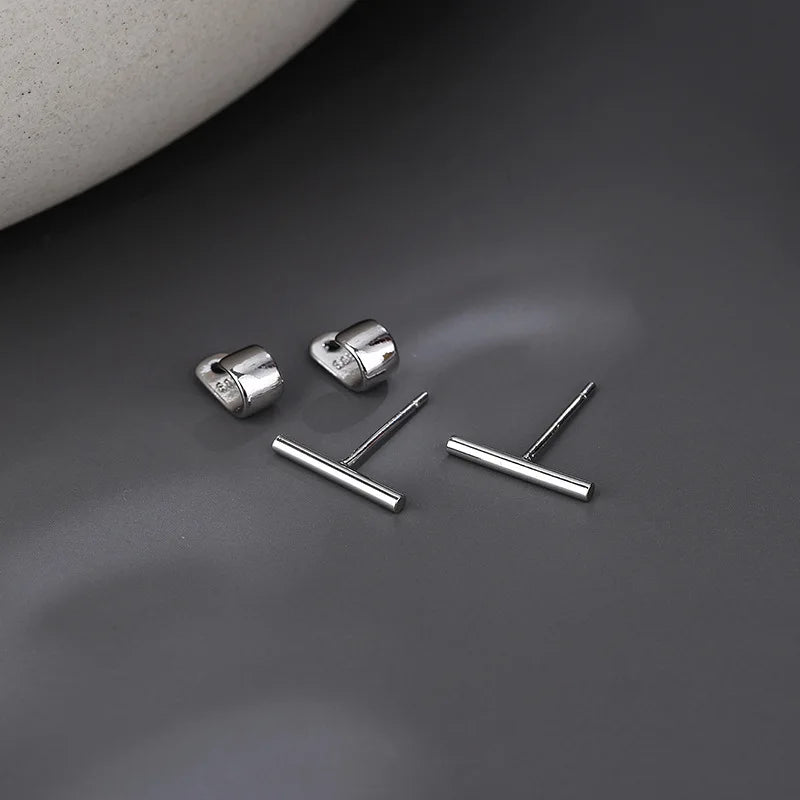 VENTFILLE 925 Sterling Silver Geometry Studs Earring for Women Splicing Korean Hip Hop Versatile Jewelry Gift Dropshipping