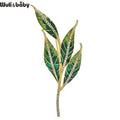 PENDRA Leafelle Green Enamel Leaf Brooch