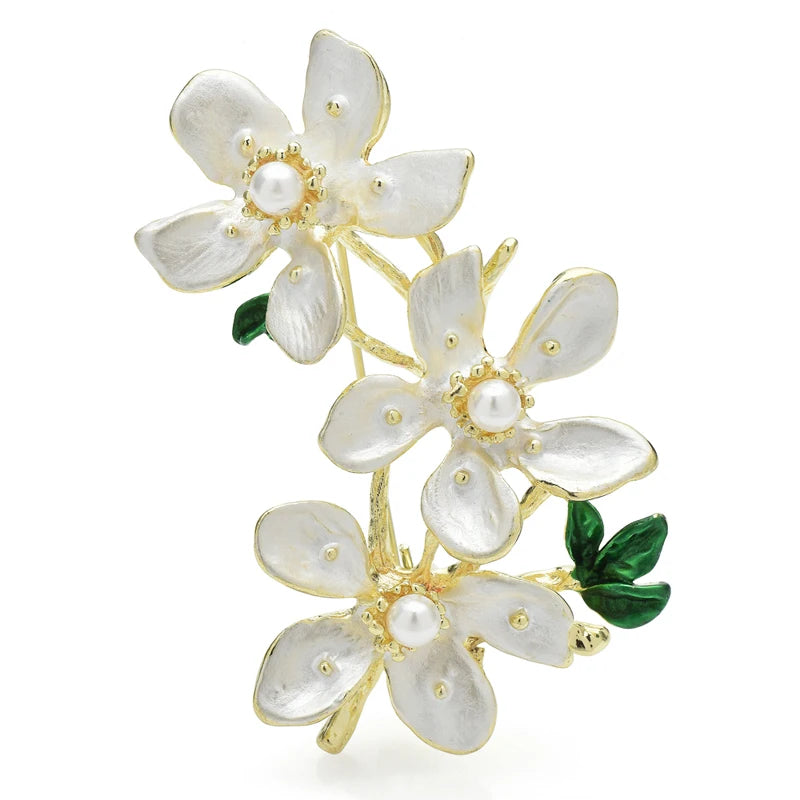 PENDRA Peonia Two-Tone Rhinestone Blossom Brooch
