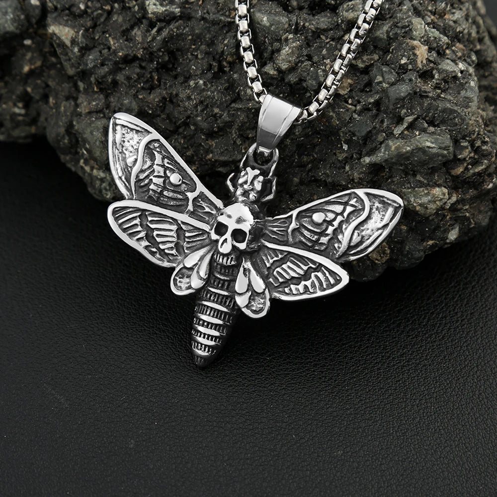 PENDRA Mothskull Stainless Steel Skull Moth Pendant