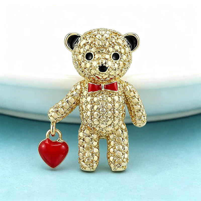PENDRA Hearthbear 2-Color Enamel Bear Brooch