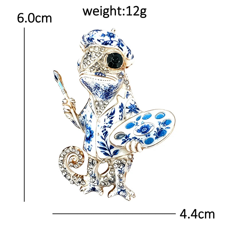 PENDRA Artist Chameleon Rhinestone Brooch