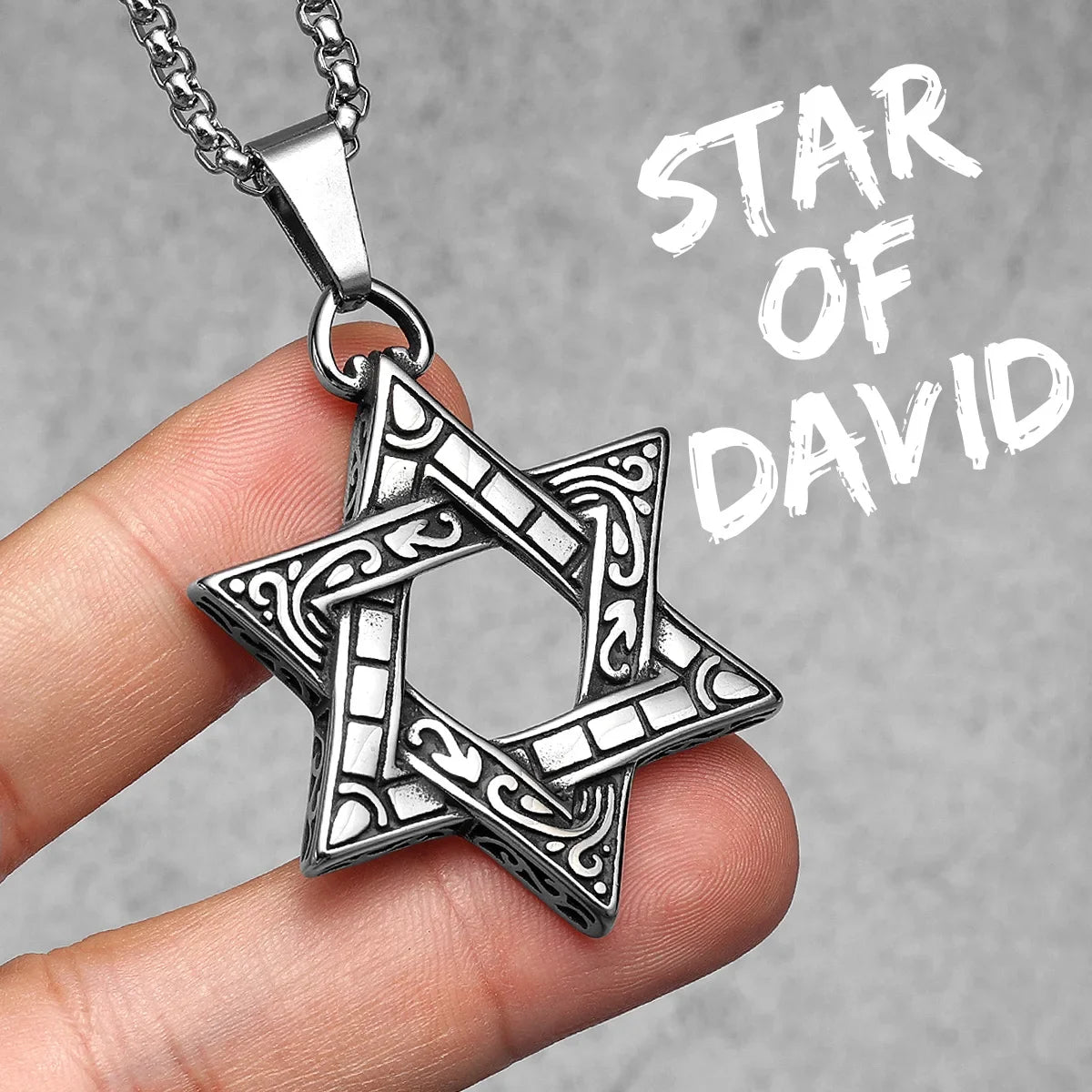 PENDRA Star David Masonic Steel Necklace