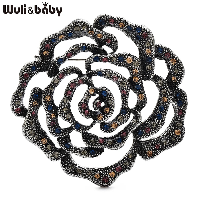 PENDRA Rosette Hollow-Out Rose Flower Brooch