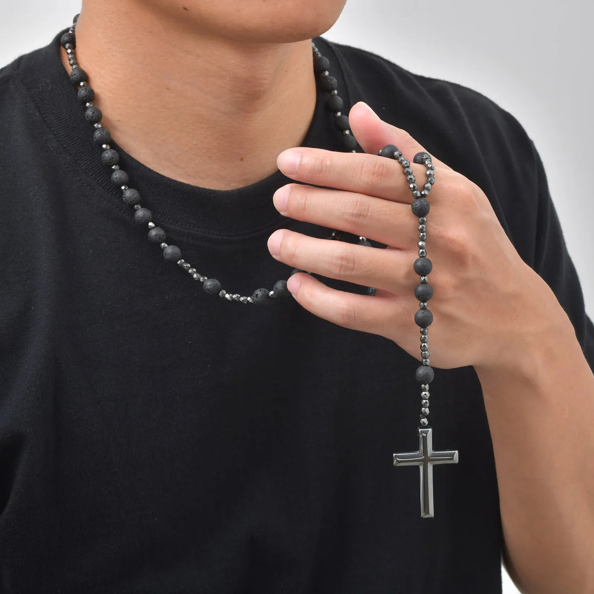 PENDRA Cross Tiger Rosary Necklace