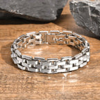 Chunky Stainless Steel Bracelets for Men,13MM Waterproof Chain Links Wristband,Trendy Punk Jewelry Gifts