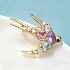 PENDRA Crystal Swallow Flying Bird Brooch