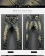 MEN FASHION Korean Style Clothes Brushed Fleece Denim Cargo Vintage Winter Straight Slim Luxury Streetwear 90s Trousers for Men