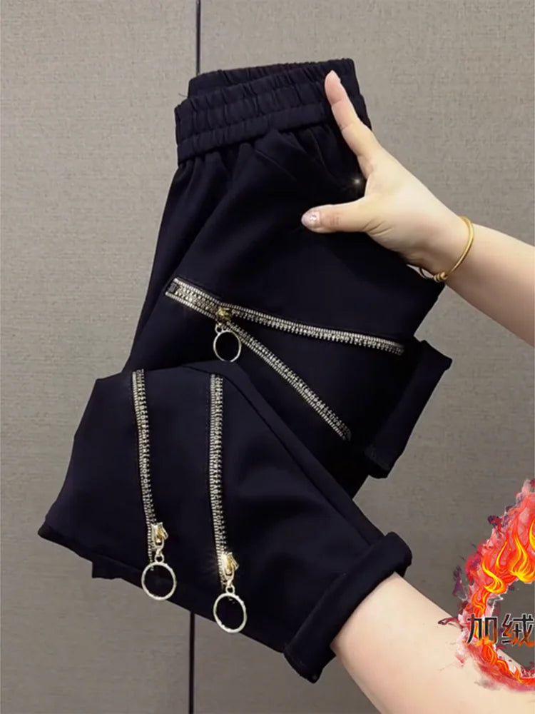 PENDRA Zip Patchwork High Waist Cropped Pants