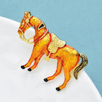 PENDRA Enamel Brown Horse Zodiac Brooch