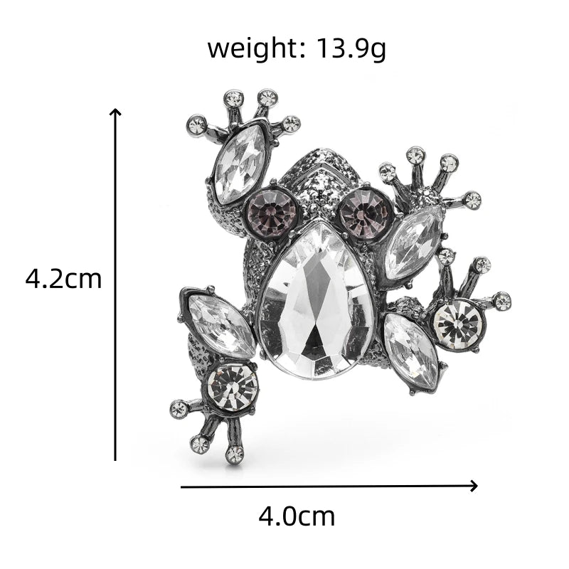 Wuli&baby Cute Crystal Frog Brooches Alloy Rhinestone Lovely Animal Brooch For Women's Clothes Backpack Pins Gifts