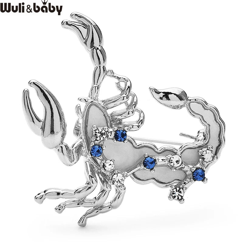 PENDRA Scorpio Blue Rhinestone Zodiac Brooch