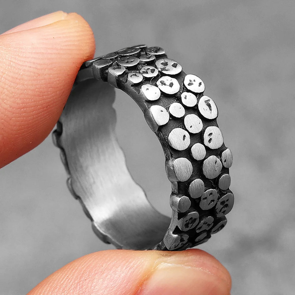 PENDRA Minimalism Spot Rock Steel Ring