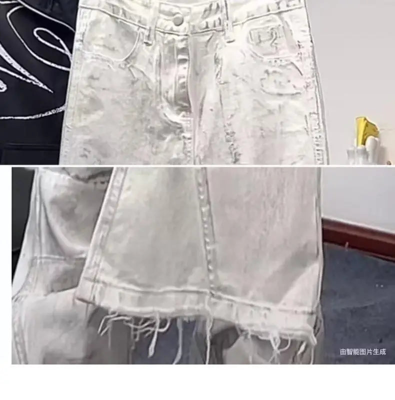 Spring Summer 2026 Trendy Brand Versatile Ruffian Handsome Ripped Flare Young Light Weight Casual Jeans Hip Hop Long Pants Men