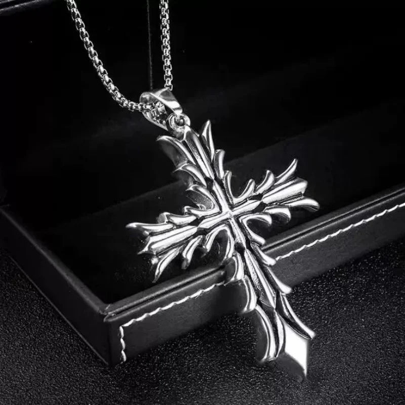 PENDRA Crossbrand Stainless Steel Pattern Cross Pendant