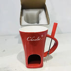European Candle Cup Cheese Chocolate Melting Ceramic Mug Heating Food Ceramic Mug with Fork Creative Coffee Mug Tableware