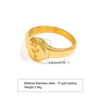 Pinky Ring, Signet Ring, Men Women Ring,Stainless Steel Floral Signet Rings,CZ North Star Celestial Ring