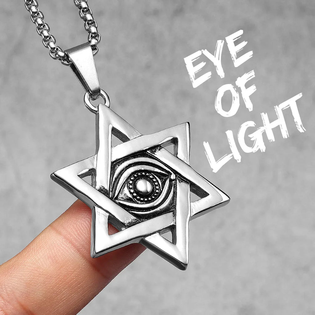 PENDRA Star David Masonic Steel Necklace