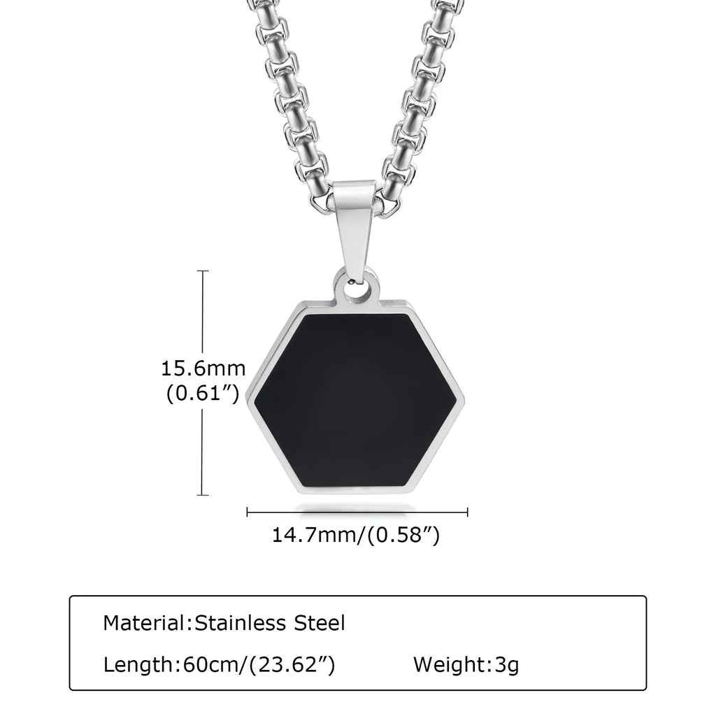 PENDRA Black Hexagon Pendant Necklace