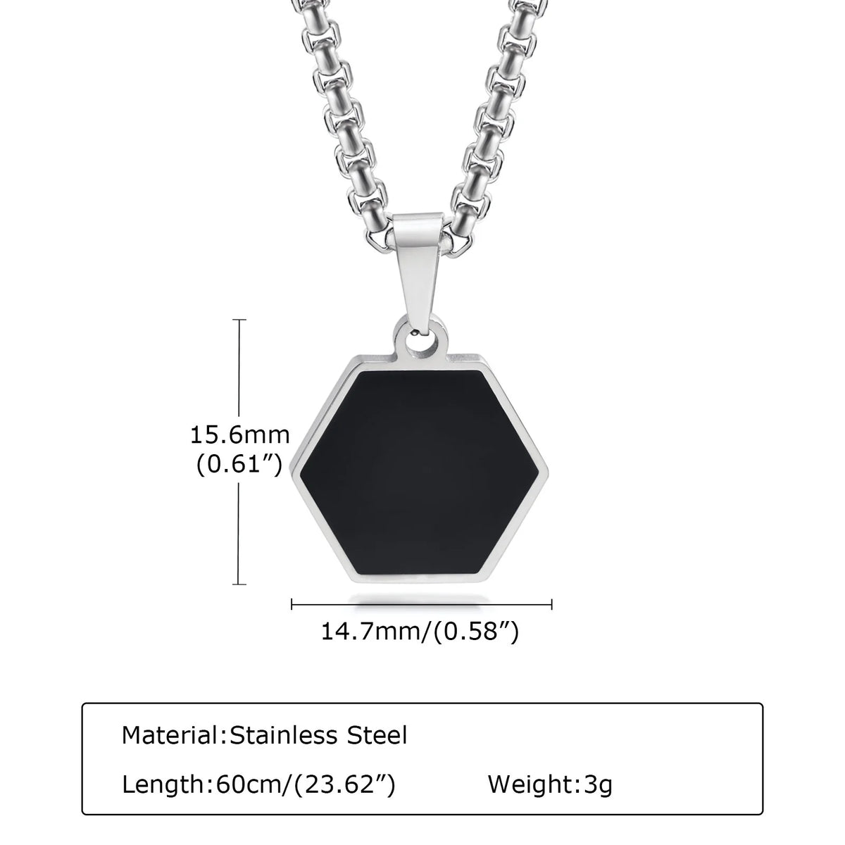 Simple Hexagon Necklaces for Men Boys,Waterproof Stainless Steel Geometric Pendant Collar, Black collar de hombres Jewelry