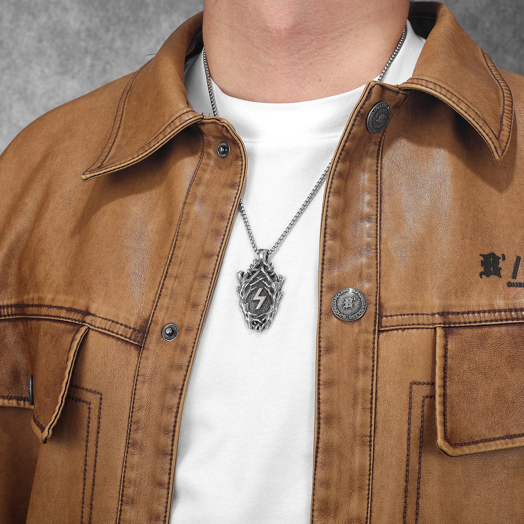 PENDRA Rune Branch Steel Necklace