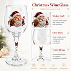 Christmas Themed Wine Goblet with Santa Pattern Clear Glass Cup for Party Home Table Decor