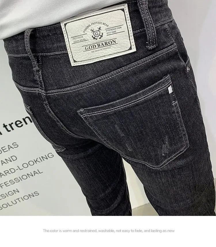 PENDRA Korean Slim Black Jeans