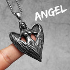Angel Wing Pray Amulet Stainless Steel Men Necklaces Pendant Chain Punk New in For Couple Women Fashion Jewelry Gifts Wholesale