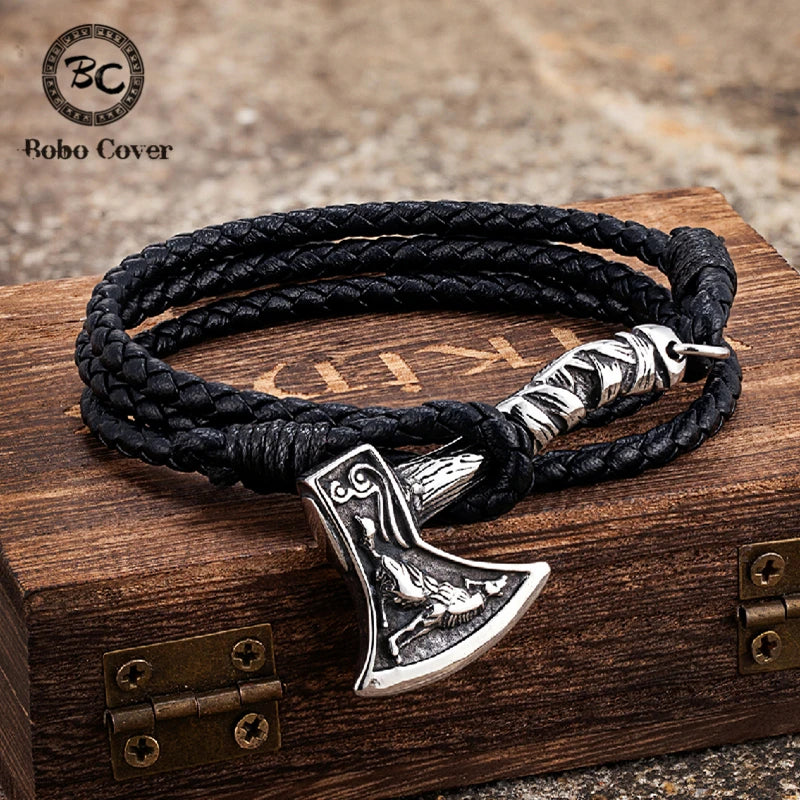 PENDRA Wolf Rune Leather Bracelet