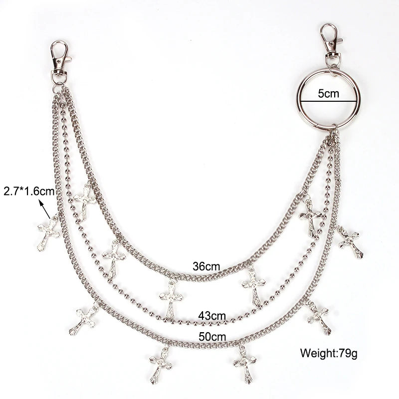 PENDRA Crossstar Layered Waist Chain Keychain