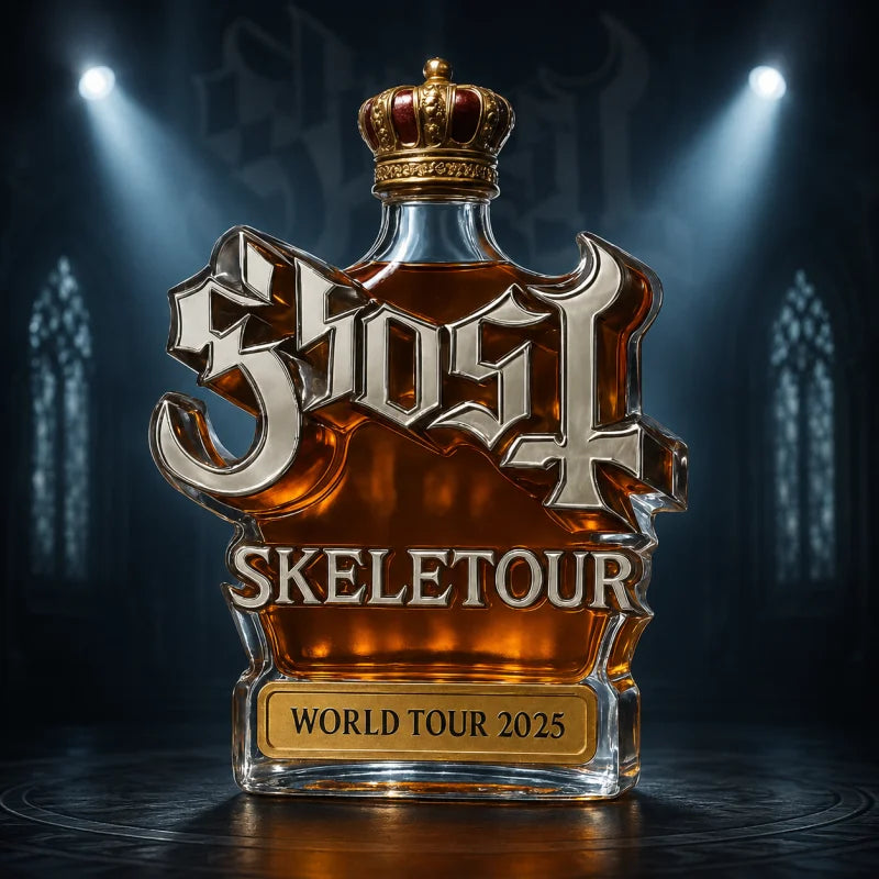 Ghost Skeletour World Tour Whiskey Decanter Gift Set, Glass Liquor Bottle with Tumbler Cups, Fan Collection Decor