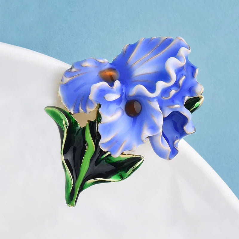 PENDRA Orchidelle Beautiful Enamel Orchid Brooch