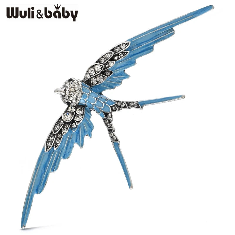 PENDRA Vintage Swallow Enamel Brooch