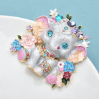 PENDRA Lovely Enamel Elephant Brooch