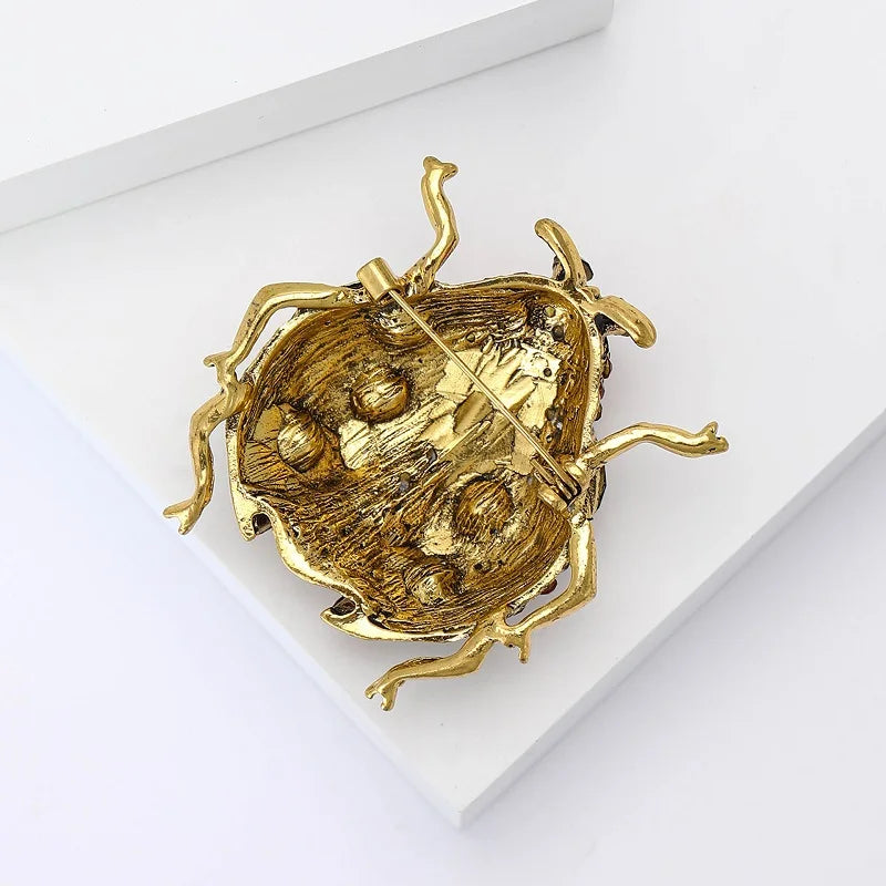 PENDRA Jewel Beetle Rhinestone Insect Brooch