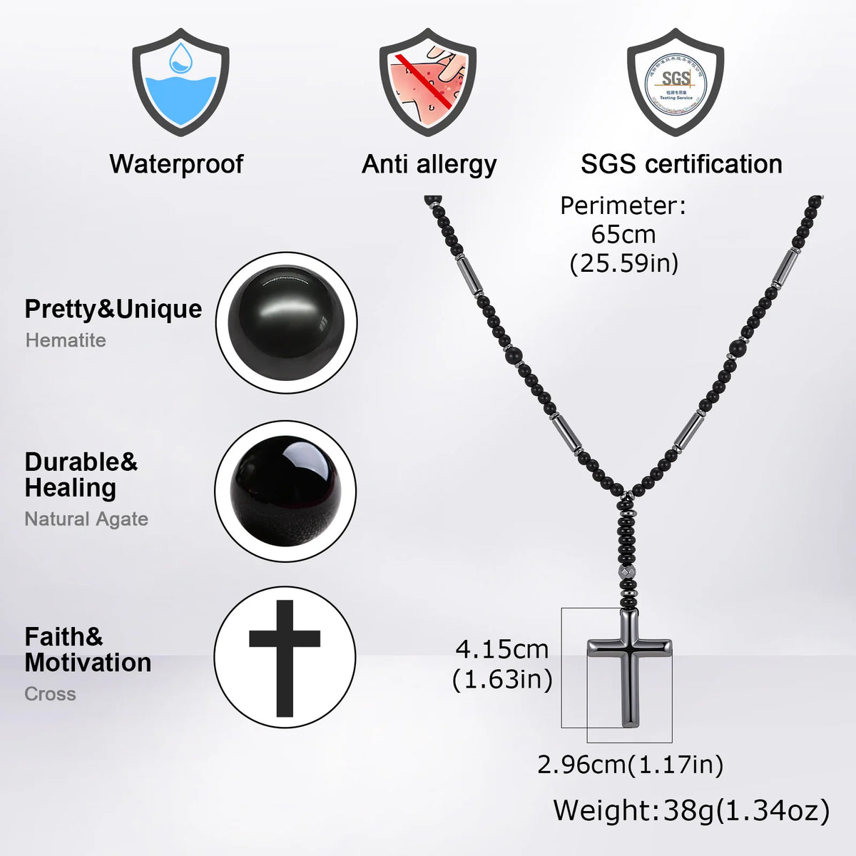 PENDRA Cross Beaded Rosary Rosary Necklace