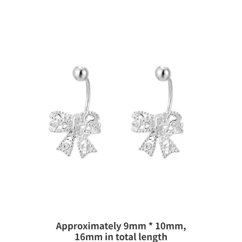 PENDRA Laceheart 925 Sterling Silver Bow Stud Earrings
