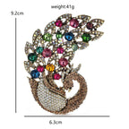 PENDRA Big Sparkling Full Multicolor Rhinestone Peacock Brooch