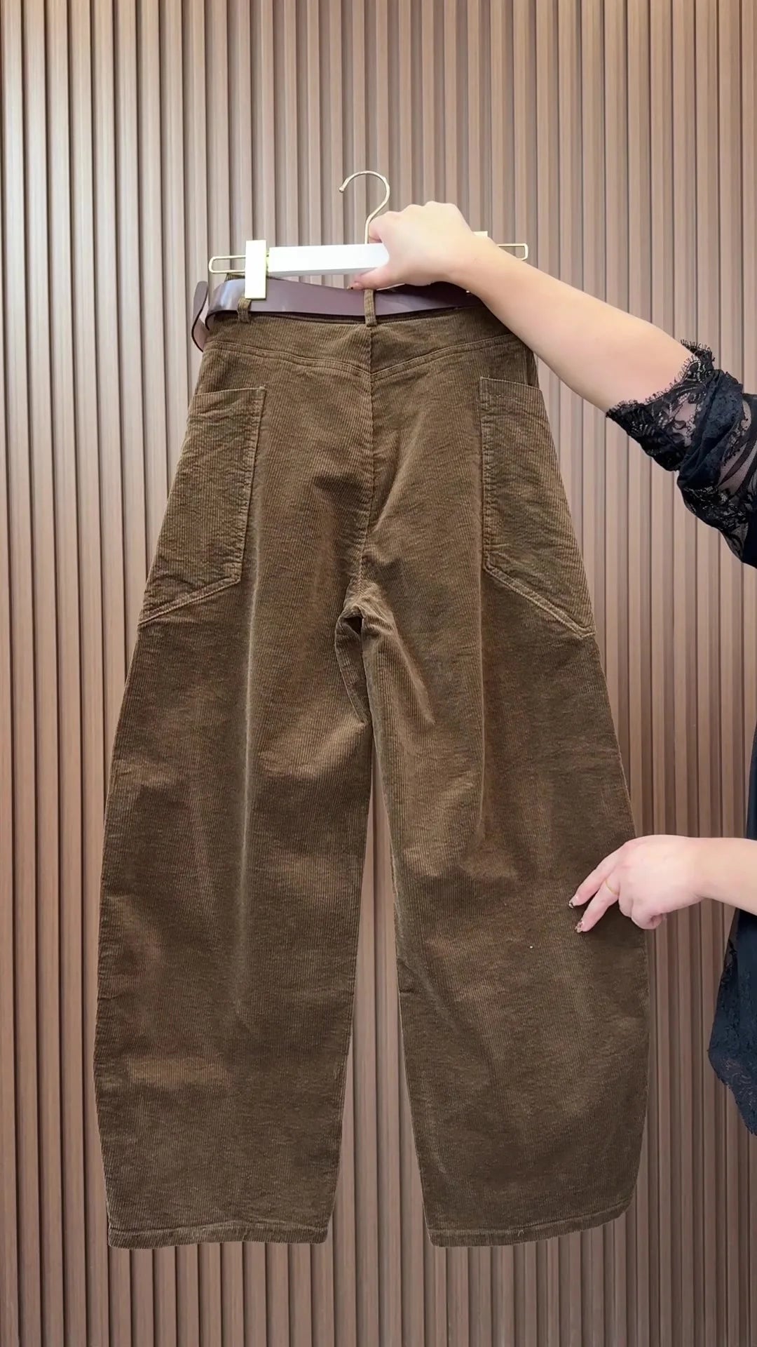 PENDRA Curved Cut Woolen Wide Leg Pants