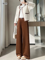 Corduroy suit wide leg pants women in autumn and winter high waist lazy style thick velvet warmth and versatile pants
